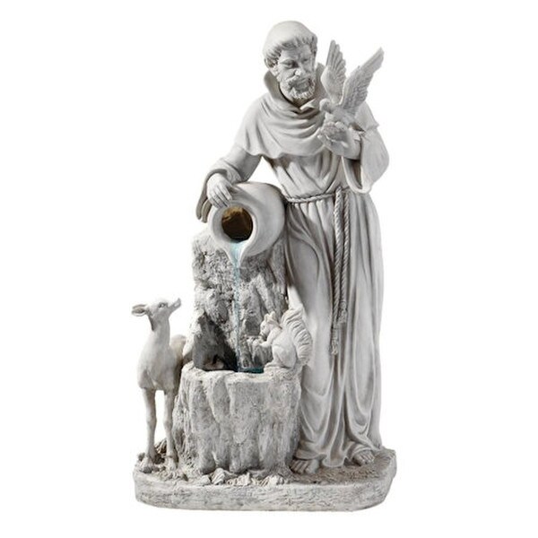 Religious Cathoic Statuary Saint Francis Water Fountain Church Gardens